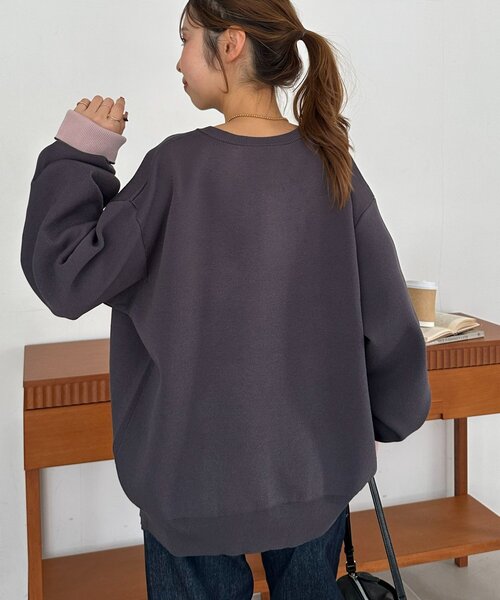 DISCOAT（ディスコート）の「【Enlude】スウェットライク配色クルーカーディガン（カーディガン/ボレロ・レディース・ネイビー/チャコールグレー/グレー/レッド/ベージュ・FREE）」の13枚目の写真