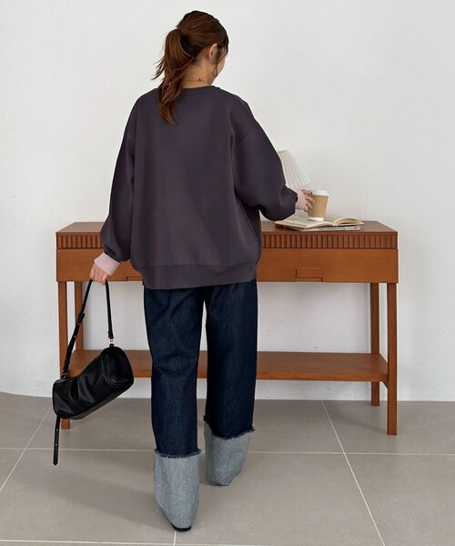 DISCOAT（ディスコート）の「【Enlude】スウェットライク配色クルーカーディガン（カーディガン/ボレロ・レディース・ネイビー/チャコールグレー/グレー/レッド/ベージュ・FREE）」の16枚目の写真