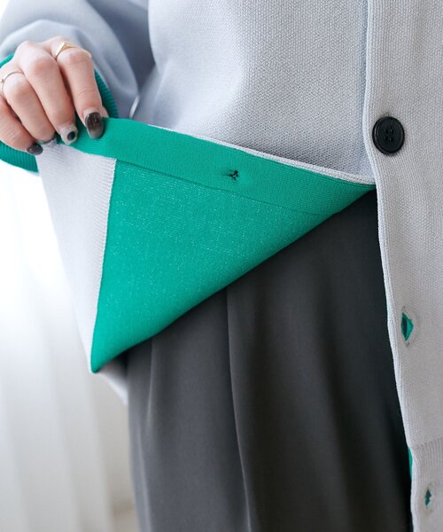 DISCOAT（ディスコート）の「【Enlude】スウェットライク配色クルーカーディガン（カーディガン/ボレロ・レディース・ネイビー/チャコールグレー/グレー/レッド/ベージュ・FREE）」の21枚目の写真