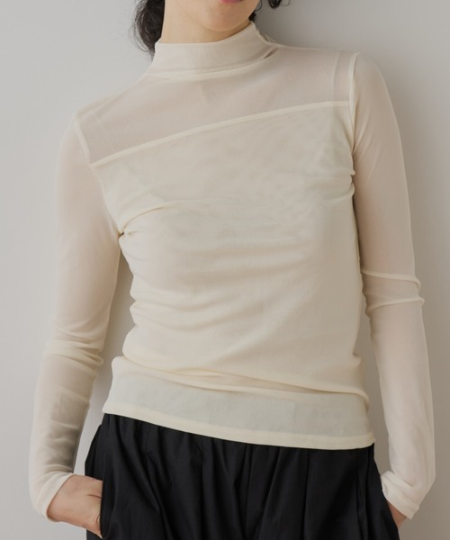 Libra Cue（リブラ キュー）の「シアータートルカットソー（Tシャツ/カットソー・レディース・ブラック/アイボリー・FREE）」の5枚目の写真