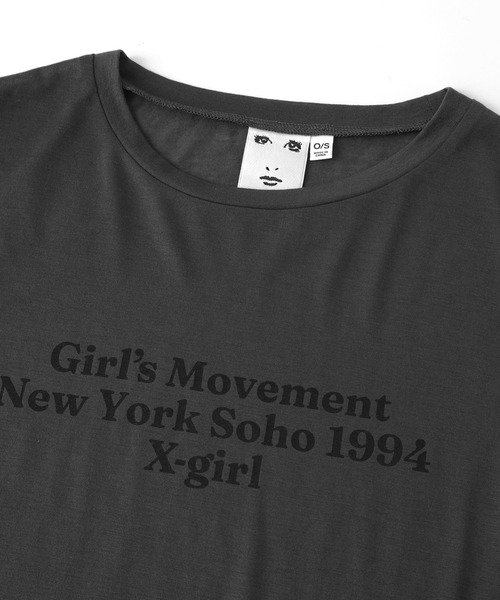 X-girl（エックスガール）の「STAR STRIPED SLEEVE SHEER L/S TOP（Tシャツ/カットソー・レディース・ブラック/ホワイト・ONE SIZE）」の7枚目の写真