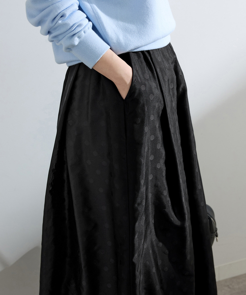 ドットジャガード タックフレアスカート（スカート）｜IENA（イエナ