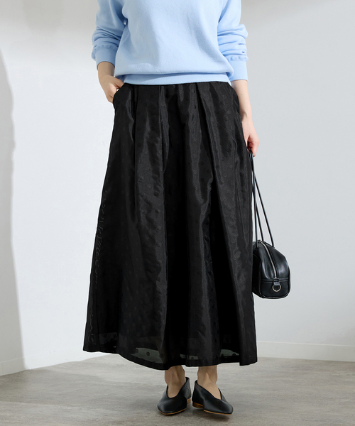 ドットジャガード タックフレアスカート（スカート）｜IENA（イエナ