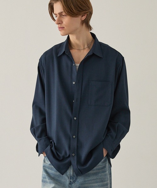 EASENCE（イーズエンス）の「【EASENCE】ハイツイステッドツイル ドライタッチ レギュラーカラー長袖シャツ<速乾/UVカット/イージーケア>（シャツ/ブラウス・メンズ・ホワイト/ネイビー/サックスブルー/モカ/チャコール・S/M/L/XL）」の4枚目の写真