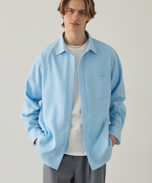 EASENCE（イーズエンス）の「【EASENCE】ハイツイステッドツイル ドライタッチ レギュラーカラー長袖シャツ<速乾/UVカット/イージーケア>（シャツ/ブラウス・メンズ・ホワイト/ネイビー/サックスブルー/モカ/チャコール・S/M/L/XL）」の5枚目の写真