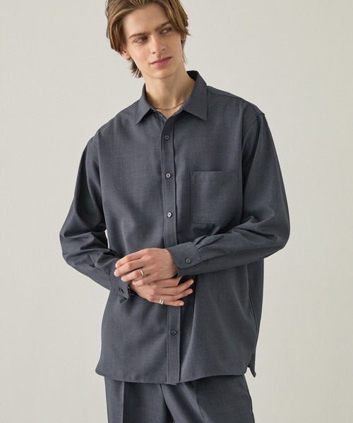 EASENCE（イーズエンス）の「【EASENCE】ハイツイステッドツイル ドライタッチ レギュラーカラー長袖シャツ<速乾/UVカット/イージーケア>（シャツ/ブラウス・メンズ・ホワイト/ネイビー/サックスブルー/モカ/チャコール・S/M/L/XL）」の8枚目の写真