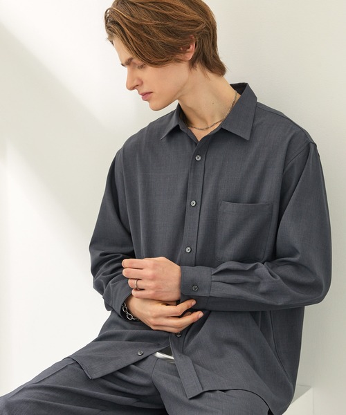 EASENCE（イーズエンス）の「【EASENCE】ハイツイステッドツイル ドライタッチ レギュラーカラー長袖シャツ<速乾/UVカット/イージーケア>（シャツ/ブラウス・メンズ・ホワイト/ネイビー/サックスブルー/モカ/チャコール・S/M/L/XL）」の9枚目の写真