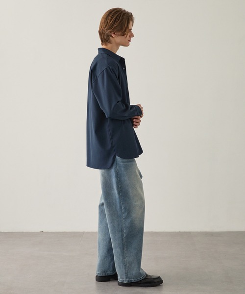 EASENCE（イーズエンス）の「【EASENCE】ハイツイステッドツイル ドライタッチ レギュラーカラー長袖シャツ<速乾/UVカット/イージーケア>（シャツ/ブラウス・メンズ・ホワイト/ネイビー/サックスブルー/モカ/チャコール・S/M/L/XL）」の18枚目の写真