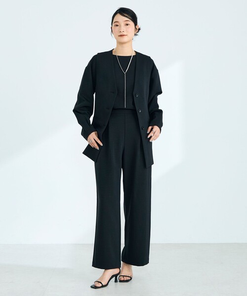 fredy emue（フレディエミュ）の「【セットアップ対応】パウダリーツイルベルト付きジレ（ベスト・レディース・ブラック/ベージュ・38）」の9枚目の写真