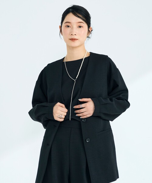 fredy emue（フレディエミュ）の「【セットアップ対応】パウダリーツイルベルト付きジレ（ベスト・レディース・ブラック/ベージュ・38）」の14枚目の写真