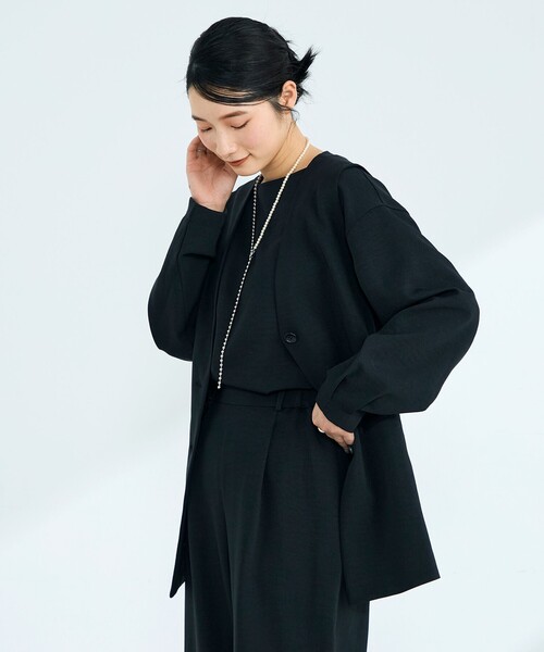 fredy emue（フレディエミュ）の「【セットアップ対応】パウダリーツイルベルト付きジレ（ベスト・レディース・ブラック/ベージュ・38）」の18枚目の写真