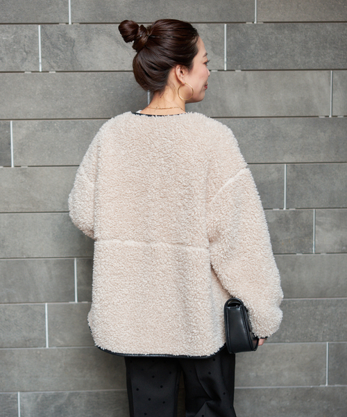 B.C STOCK（ベーセーストック）の「《追加》《S/Mサイズ展開》ボアパイピングブルゾン2（ブルゾン・レディース・アイボリー/ブラック・MEDIUM/SMALL）」の9枚目の写真