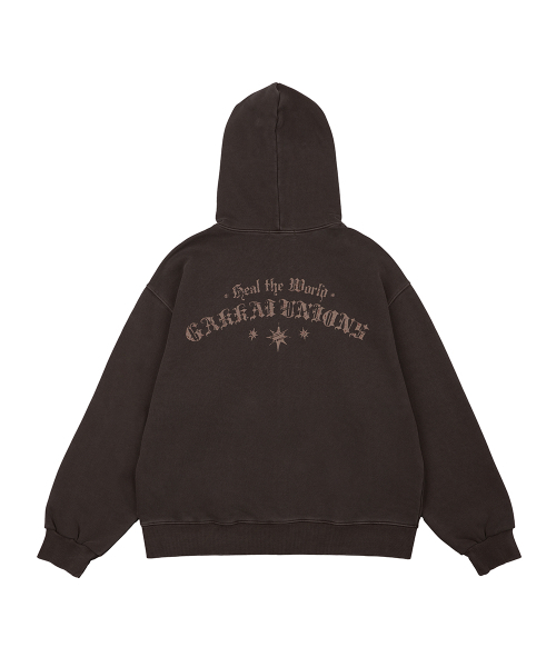 GAKKAI UNIONS(ガッカイユニオンズ)の「ヒルズピグメントフードジップアップブラウン(パーカー・メンズ・その他・S/M/L)」の3枚目の写真
