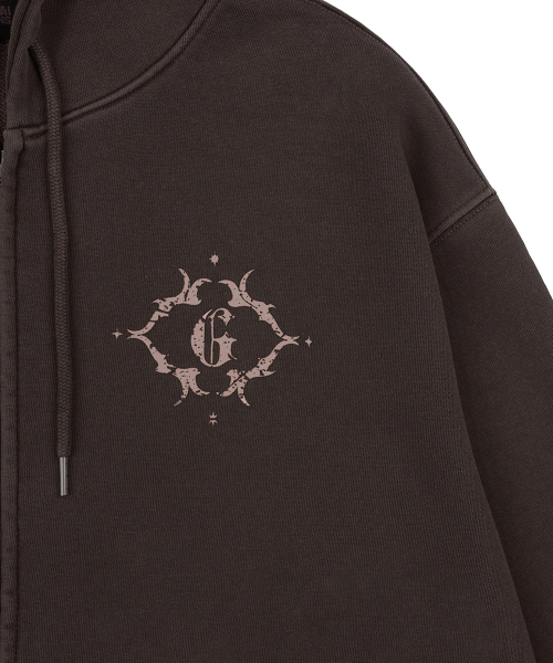 GAKKAI UNIONS(ガッカイユニオンズ)の「ヒルズピグメントフードジップアップブラウン(パーカー・メンズ・その他・S/M/L)」の6枚目の写真