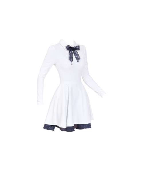 J.JANE（ジェイジェーン）の「クラシック配色リボンフレアワンピース(ホワイト)（ワンピース・レディース・その他・S/M/XS）」の3枚目の写真