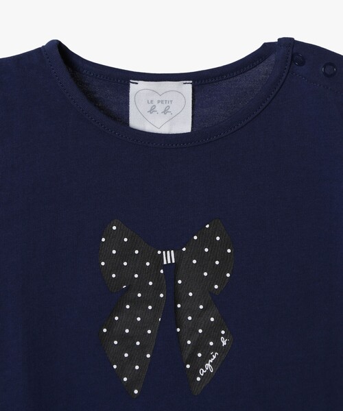 agnes b.（アニエスベー）の「ベビー リボンプリント コットン 半袖 Tシャツ（Tシャツ/カットソー・キッズ・ネイビー・18M/2YEAR/1YEAR）」の3枚目の写真