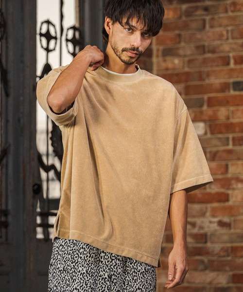 CAMBIO(カンビオ)の「mt10222- Snow Wash Pile Tee パイルTシャツ(CMP-261-009)(Tシャツ/カットソー・メンズ・ブラック/ベージュ/ブルー・S/M/L)」の2枚目の写真