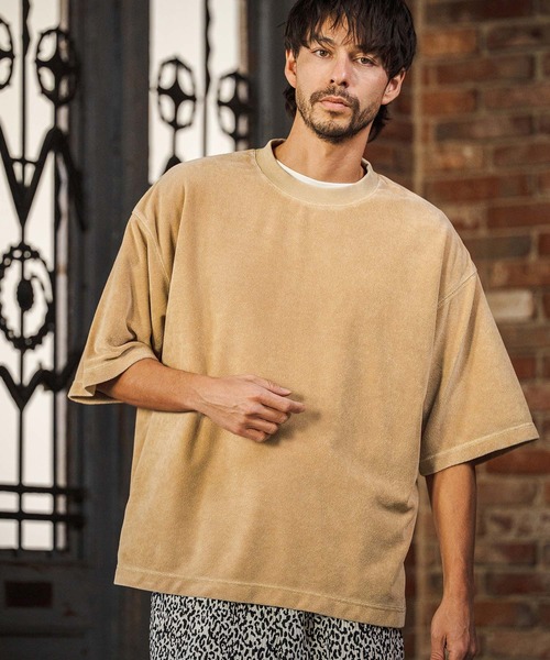 CAMBIO(カンビオ)の「mt10222- Snow Wash Pile Tee パイルTシャツ(CMP-261-009)(Tシャツ/カットソー・メンズ・ブラック/ベージュ/ブルー・S/M/L)」の5枚目の写真