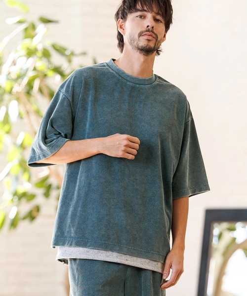 CAMBIO(カンビオ)の「mt10222- Snow Wash Pile Tee パイルTシャツ(CMP-261-009)(Tシャツ/カットソー・メンズ・ブラック/ベージュ/ブルー・S/M/L)」の10枚目の写真