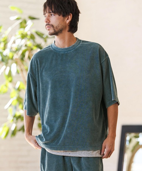 CAMBIO(カンビオ)の「mt10222- Snow Wash Pile Tee パイルTシャツ(CMP-261-009)(Tシャツ/カットソー・メンズ・ブラック/ベージュ/ブルー・S/M/L)」の12枚目の写真
