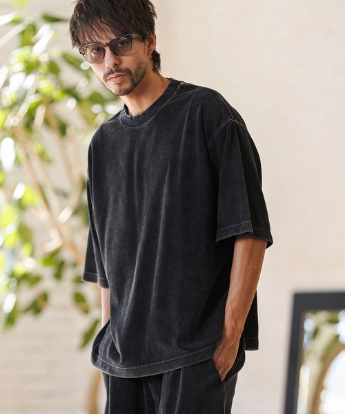 CAMBIO(カンビオ)の「mt10222- Snow Wash Pile Tee パイルTシャツ(CMP-261-009)(Tシャツ/カットソー・メンズ・ブラック/ベージュ/ブルー・S/M/L)」の18枚目の写真