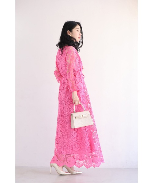 cawaii(カワイイ)の「一面に咲く花衣レースロングワンピース(紐ベルト付き)(ワンピース・レディース・ネイビー/ピンク・FREE)」の6枚目の写真