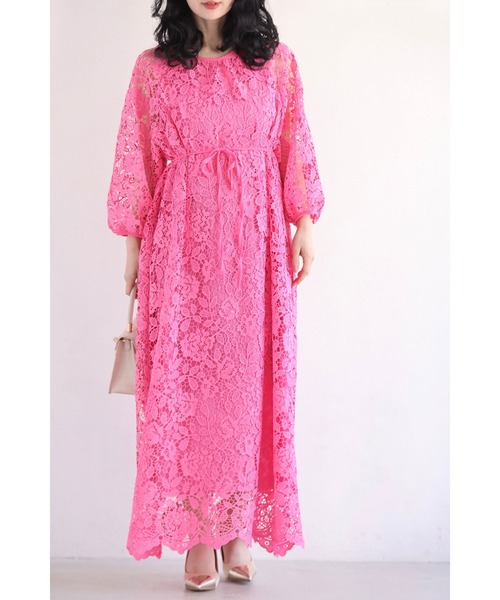 cawaii(カワイイ)の「一面に咲く花衣レースロングワンピース(紐ベルト付き)(ワンピース・レディース・ネイビー/ピンク・FREE)」の9枚目の写真