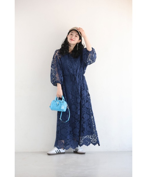 cawaii(カワイイ)の「一面に咲く花衣レースロングワンピース(紐ベルト付き)(ワンピース・レディース・ネイビー/ピンク・FREE)」の15枚目の写真