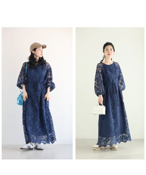 cawaii(カワイイ)の「一面に咲く花衣レースロングワンピース(紐ベルト付き)(ワンピース・レディース・ネイビー/ピンク・FREE)」の17枚目の写真