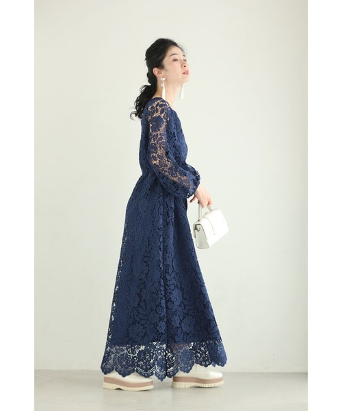 cawaii(カワイイ)の「一面に咲く花衣レースロングワンピース(紐ベルト付き)(ワンピース・レディース・ネイビー/ピンク・FREE)」の12枚目の写真