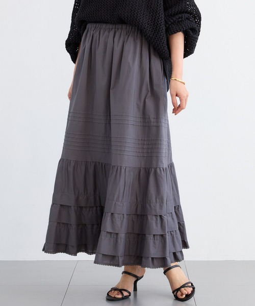 BARNYARDSTORM(バンヤードストーム)の「BARNYARDSTORM / ピンタックボリュームスカート【『ネルソンさん』YouTubeご紹介アイテム】(スカート・レディース・ホワイト/グレー・FREE)」の2枚目の写真