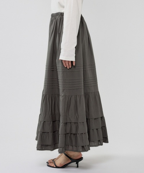 BARNYARDSTORM(バンヤードストーム)の「BARNYARDSTORM / ピンタックボリュームスカート【『ネルソンさん』YouTubeご紹介アイテム】(スカート・レディース・ホワイト/グレー・FREE)」の14枚目の写真