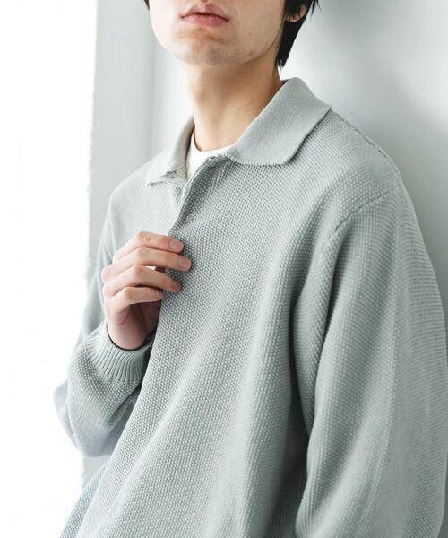 URBAN RESEARCH DOORS（アーバンリサーチドアーズ）の「『吸水速乾/防シワ/イージーケア/UVカット』DRYMIX カノコロングスリーブニットポロシャツ（ニット/セーター・メンズ・ブラック/グレー・MEDIUM/LARGE）」の7枚目の写真