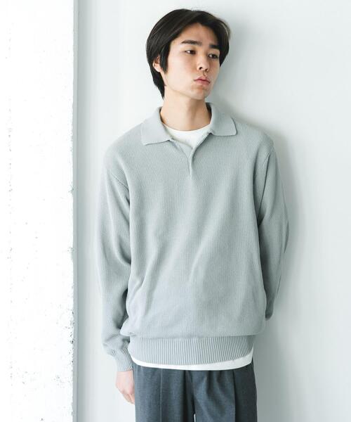 URBAN RESEARCH DOORS（アーバンリサーチドアーズ）の「『吸水速乾/防シワ/イージーケア/UVカット』DRYMIX カノコロングスリーブニットポロシャツ（ニット/セーター・メンズ・ブラック/グレー・MEDIUM/LARGE）」の10枚目の写真