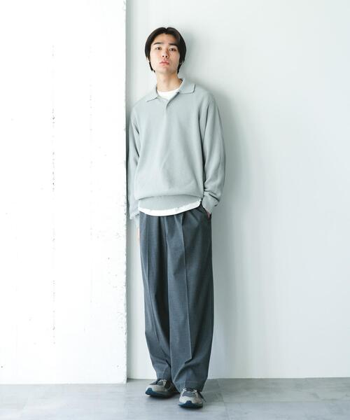 URBAN RESEARCH DOORS（アーバンリサーチドアーズ）の「『吸水速乾/防シワ/イージーケア/UVカット』DRYMIX カノコロングスリーブニットポロシャツ（ニット/セーター・メンズ・ブラック/グレー・MEDIUM/LARGE）」の11枚目の写真