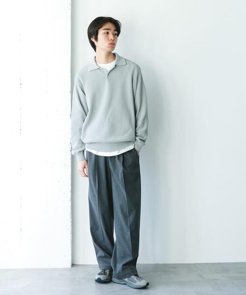 URBAN RESEARCH DOORS（アーバンリサーチドアーズ）の「『吸水速乾/防シワ/イージーケア/UVカット』DRYMIX カノコロングスリーブニットポロシャツ（ニット/セーター・メンズ・ブラック/グレー・MEDIUM/LARGE）」の12枚目の写真