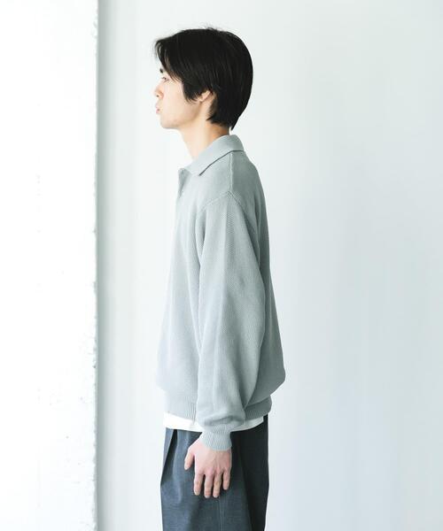 URBAN RESEARCH DOORS（アーバンリサーチドアーズ）の「『吸水速乾/防シワ/イージーケア/UVカット』DRYMIX カノコロングスリーブニットポロシャツ（ニット/セーター・メンズ・ブラック/グレー・MEDIUM/LARGE）」の14枚目の写真