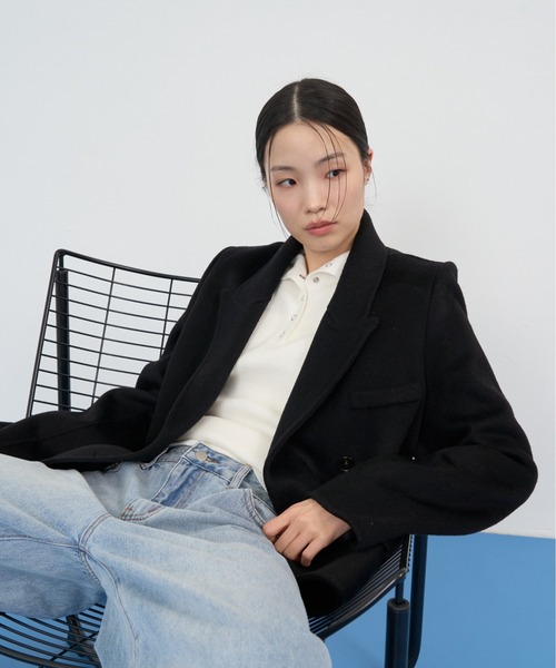 NUJOH(ヌゾ)の「Soft Tailored Double Jacket / ソフトテーラードダブルジャケット(テーラードジャケット・レディース・ベージュ/グレー/アイボリー/ブラック・FREE)」の21枚目の写真