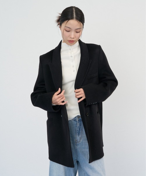 NUJOH(ヌゾ)の「Soft Tailored Double Jacket / ソフトテーラードダブルジャケット(テーラードジャケット・レディース・ベージュ/グレー/アイボリー/ブラック・FREE)」の17枚目の写真