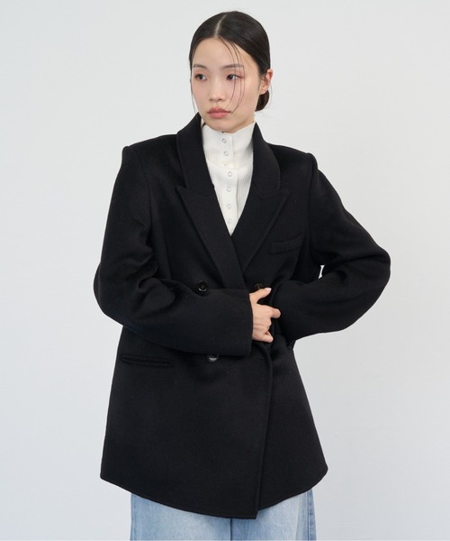 NUJOH(ヌゾ)の「Soft Tailored Double Jacket / ソフトテーラードダブルジャケット(テーラードジャケット・レディース・ベージュ/グレー/アイボリー/ブラック・FREE)」の18枚目の写真