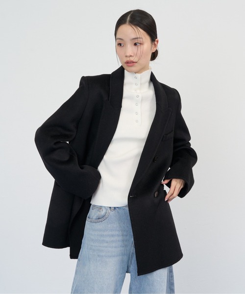NUJOH(ヌゾ)の「Soft Tailored Double Jacket / ソフトテーラードダブルジャケット(テーラードジャケット・レディース・ベージュ/グレー/アイボリー/ブラック・FREE)」の16枚目の写真
