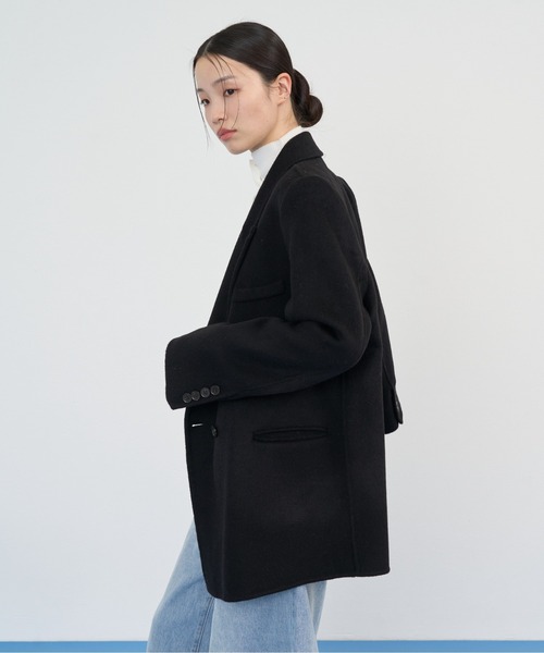 NUJOH(ヌゾ)の「Soft Tailored Double Jacket / ソフトテーラードダブルジャケット(テーラードジャケット・レディース・ベージュ/グレー/アイボリー/ブラック・FREE)」の19枚目の写真