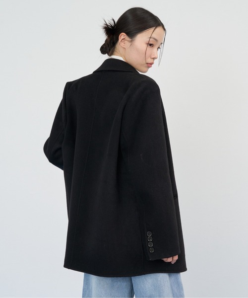 NUJOH(ヌゾ)の「Soft Tailored Double Jacket / ソフトテーラードダブルジャケット(テーラードジャケット・レディース・ベージュ/グレー/アイボリー/ブラック・FREE)」の20枚目の写真