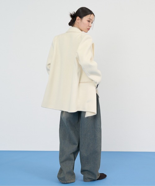 NUJOH(ヌゾ)の「Soft Tailored Double Jacket / ソフトテーラードダブルジャケット(テーラードジャケット・レディース・ベージュ/グレー/アイボリー/ブラック・FREE)」の11枚目の写真