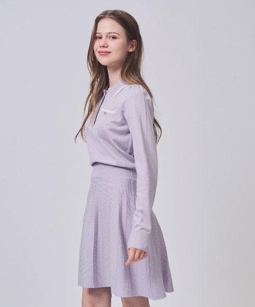 SWINGLE（スウィングル）の「【1/23(Fri)発売】配色ポロニットミニワンピース（ワンピース・レディース・ラベンダー/ネイビー/ライトグレー・FREE）」の5枚目の写真