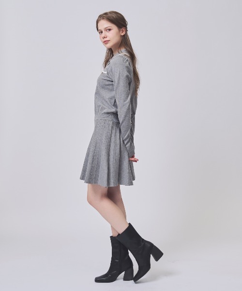 SWINGLE（スウィングル）の「【1/23(Fri)発売】配色ポロニットミニワンピース（ワンピース・レディース・ラベンダー/ネイビー/ライトグレー・FREE）」の6枚目の写真