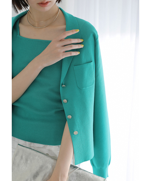 La TOTALITE（ラトータリテ）の「【洗える】開襟アンサンブル（ニット/セーター・レディース・ホワイト/ネイビー/グリーン・FREE）」の2枚目の写真