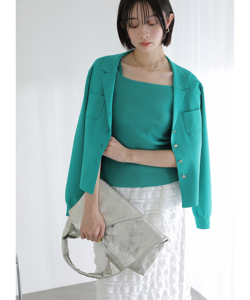 La TOTALITE（ラトータリテ）の「【洗える】開襟アンサンブル（ニット/セーター・レディース・ホワイト/ネイビー/グリーン・FREE）」の8枚目の写真