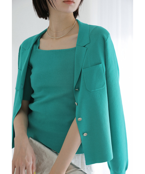 La TOTALITE（ラトータリテ）の「【洗える】開襟アンサンブル（ニット/セーター・レディース・ホワイト/ネイビー/グリーン・FREE）」の9枚目の写真