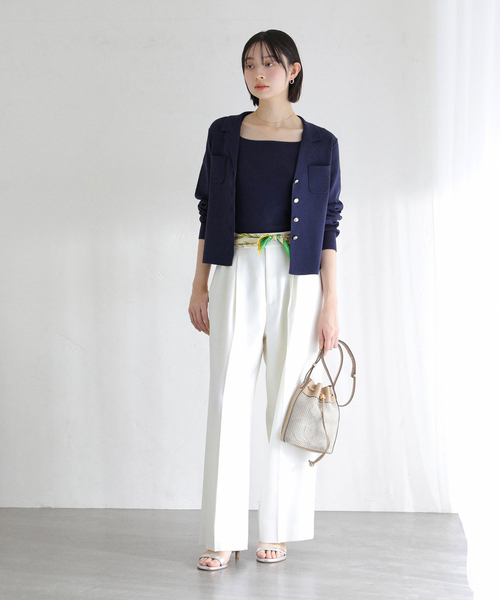 La TOTALITE（ラトータリテ）の「【洗える】開襟アンサンブル（ニット/セーター・レディース・ホワイト/ネイビー/グリーン・FREE）」の11枚目の写真